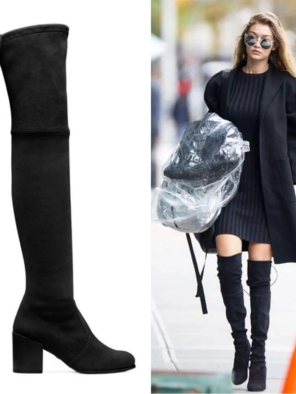Stuart Weitzman Black Over-the-Knee TIELAND OVER-THE-KNEE BOOT Sz 11